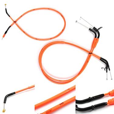 Imagem de zurio Cabo do acelerador e cabo de embreagem para Kawasaki Z1000 2011-2013 acessórios de substituição de motocicleta linhas de fio inoxidável borracha laranja