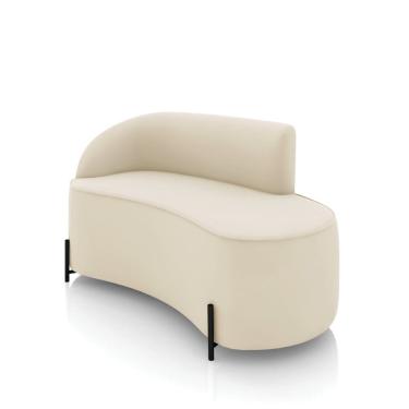 Imagem de Sofá 2 Lugares Orgânico 140cm Pé Ferro Preto Morgan Veludo Bege D03 - D`Rossi