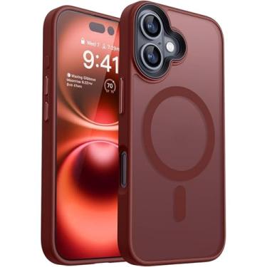Imagem de Armor Case para iPhone 16 15 14 Matte Transparent Hybrid Hard Cover (para iPhone 16E/Vermelho Escuro)