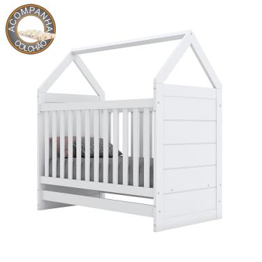 Imagem de Berço Montessoriano Americano 100% mdf I15 Branco Henn Com Colchão Nana Neném Umaflex