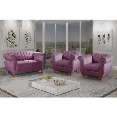 Imagem de Conjunto Realeza Sofá com Poltronas Chesterfield Decoração