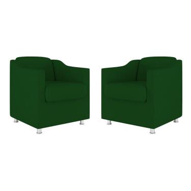 Imagem de Kit 02 Cadeiras Poltronas Decorativas Recepção Clinica Suede Cor: verde
