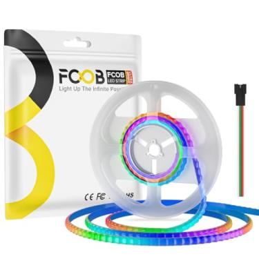 Imagem de FCOB WS2812B Fita de LED endereçável 1 m 160 LEDs/m de alta densidade 5V RGB iluminação individual 160 ICS flexível 5 mm COB luz uniforme para decoração de quarto carro | Sem controlador/adaptador