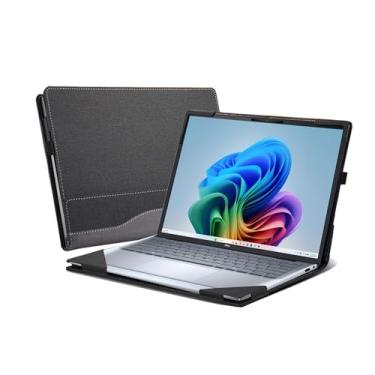 Imagem de Capa para laptop Dell Inspiron 14 Plus 7441 2 em 1 com tudo incluído, capa de bolso interno de couro PU de 14 polegadas (cinza escuro)