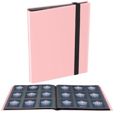 Imagem de JIQEZNL Pasta De Cartas, Cartas Colecionáveis Aprimorada Com 360 Bolsos, Coleção 9 Yu-Gi-Oh! Carregamento Lateral, Porta-Livros Para Mtg, Tcg, Esportes, Futebol E Beisebol - Rosa