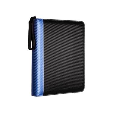 Imagem de Mucablesa Pasta Para Cartas Colecionáveis Com 9 Bolsos E Capa De Pu, Coleção Zíper 900 Carregamento Superior, Álbum Tabuleiro, Jogos Esportivas, Azul