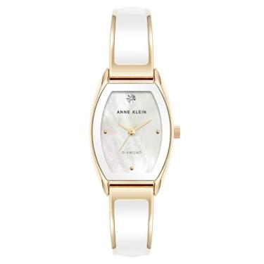Imagem de Anne Klein Relógio feminino genuíno com mostrador de diamante, Branco