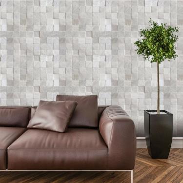 Imagem de Papel de Parede Adesivo Bloco 3d De Pedra Lavável Cozinha 3 metros