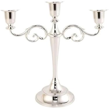 Imagem de Suporte de castiçal nórdico de liga de zinco castiçal de metal para festas, casamentos, jantares à luz de velas, jantares românticos em casa com candelabro