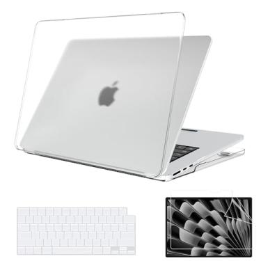 Imagem de B BELK Compatível com MacBook Air 15 polegadas, capa ultrafina invisível para MacBook Air M2/M3 2024 2023 A3114 A2941 + capa de teclado + protetor de tela, [100% da cor original] transparente fosco