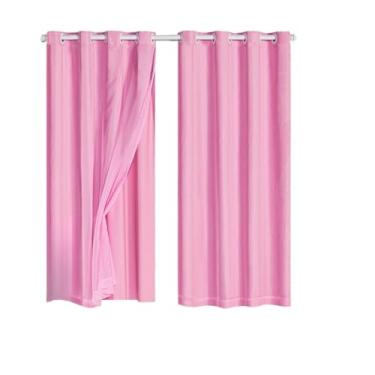 Imagem de Cortina Veda Luz Blackout Blecaute PVC Com Tecido Voil Para Janela e Porta(Rosa-280x160)
