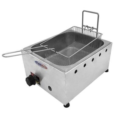 Imagem de Fritadeira Industrial Inox à Gás 1 Cuba 5 Litros com Cesto - Pratic Me