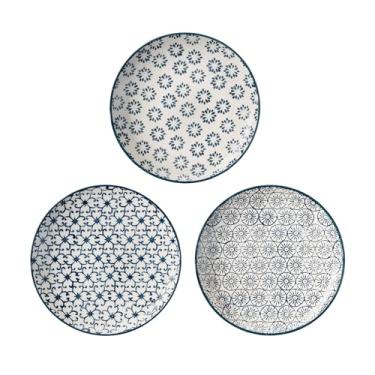 Imagem de Nordring Pratos Carla de 16 cm com padrão, grés, conjunto de 4 estilos, decoração de carimbo feito à mão