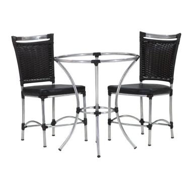 Imagem de 2 Cadeiras JK e Mesa em Alumínio para Cozinha, Varanda, Edícula Trama