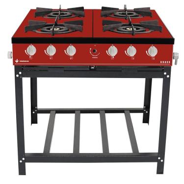 Imagem de Fogão Profissional 4 Bocas Venâncio Linha Bravo Vermelho Intenso Br4bvr