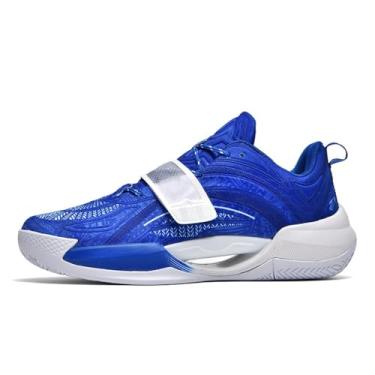 Imagem de Bolognifi Tênis de basquete unissex Tênis de corrida ao ar livre Tênis esportivos de treinamento de malha respirável Equipamento de basquetebol(Blue,34 BR)