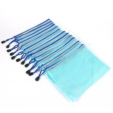 Imagem de Ymiko Lápis, 12pcs A5 Mesh Zipper Bags Pastas de Documentos Organizador de Pastas de Arquivos Organizador Com um Zíper Confiável, para Transportar Documentos, Mapas, Cartões, (Azul)