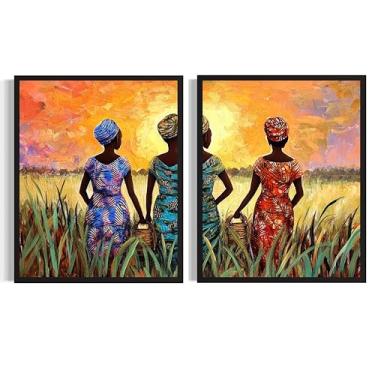 Imagem de Impressão de pôster de arte africana do Sudão, arte de parede de paisagem rural da África, arte de patrimônio cultura pôster de viagem, arte vintage, decoração de sala de estar e banheiro AA1 (arte