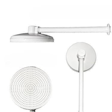 Imagem de Ducha Cromada Chuveiro Frio Chuveirão Quintal Externo Interno Plástico Cano 30cm Rosca 1/2 (170mm BRANCA)