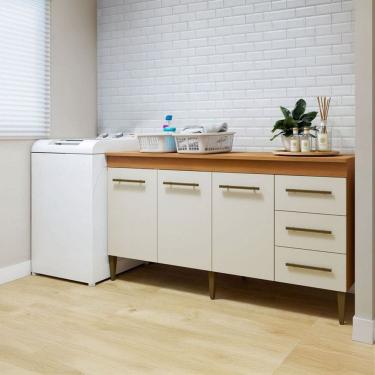 Imagem de Armário Multiuso Nova Iguaçu 3 Portas 3 Gavetas Natural/Off White - Kaki Móveis