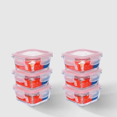 Imagem de Kit com 6 Potes de Vidro Herméticos Quadrados 320ml Invicta, Único