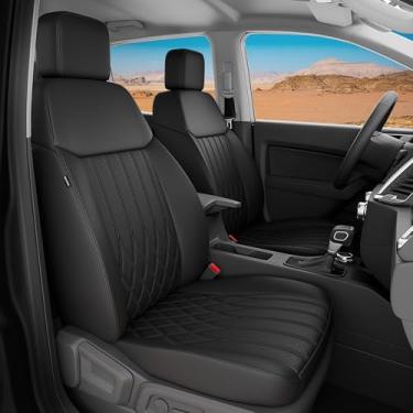 Imagem de FEINEPRO Capas de assento para Ford Ranger SuperCrew5 XLT Lariat 2019 2020 2021 2022 2023 e SuperCrew5 XL 2021-2023 conjunto completo, traseira com suporte de copo, acessórios de capa de assento de
