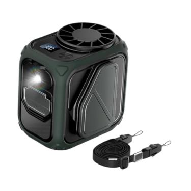 Imagem de Generic Ventilador para pendurar na cintura, com clipe de cinto e 5 velocidades, para pendurar no pescoço, para acampamento ao ar livre, Verde