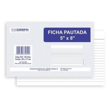 Imagem de Ficha pautada sidgraph 5x8 203x127 - pt c/ 100