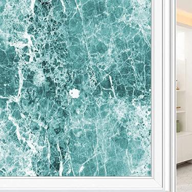Imagem de Película de janela 3D de mármore, textura de estilo mármore, para porta de vidro, banheiro, sala de estar, L90 x C 190 cm