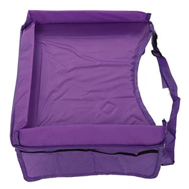 Imagem de Akozon Bandeja de Carro Infantil à Prova d'água - Mesa de Colo de Criança Ajustável para Viagens, Play & Storage - Bandeja de Mesa de Carro Macio e Estável para Crianças (Roxo)