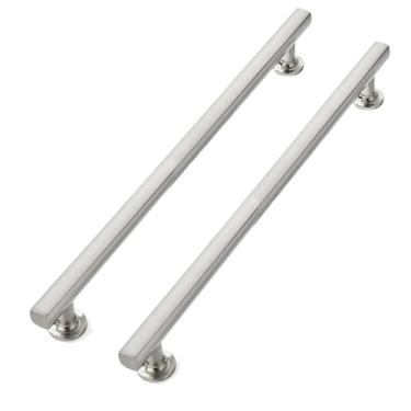 Imagem de CABDM 8 polegadas (203 mm) Pacote com 10 alças de liga de zinco acetinado escovado, puxador de armário de gaveta simples moderno, alça de guarda-roupa, penteadeira, puxador de ferragens para móveis