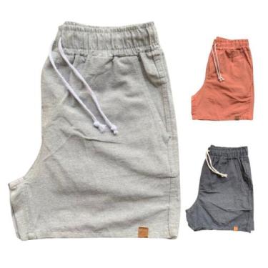 Imagem de Kit 3 Shorts Mauricinho Plus Size Fio Tinto Linho 3 Bolsos - Genérica,