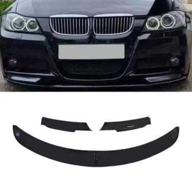 Imagem de 4 peças para para-choque dianteiro do carro, spoiler, difusor labial, peça de modificação para série 3 E90 2005-2008 protetor de para-choque estilo MP (preto brilhante)
