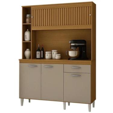 Imagem de Armário de Cozinha Duda 140cm 5 Portas 1 Gaveta Poquema Cor Damasco Of