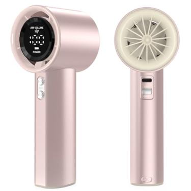 Imagem de KOQQQ Ventilador portátil portátil, velocidade (1-100) Turbo pessoal ajustável, ventilador de refrigeração recarregável com bateria de 4000 mAh, display digital, presentes para mulheres e homens