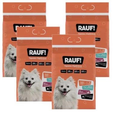 Imagem de Kit 4 Pacotes Tapete Higiênico P/ Cães Rauf Pads 28un 60x50