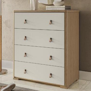 Imagem de Cômoda Enseada 04 Gavetas Móveis Rimo, Carvalho/Palha