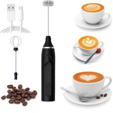 Imagem de Mini Mixer Inox Portátil Elétrico USB Recarregável 2 em 1: Prepara Bebidas Cremosas, Batedor de Ovos, Misturador de Bebidas, Fuê Multiuso com 3 Velocidades Alta Performance e Durabilidade PREMIUM