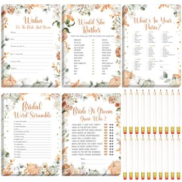 Imagem de Teling Jogo de chá de panela, 145 peças, lembrancinhas, jogos de casamento, cartões e lápis para noivos, despedida de solteira, festa de casamento (estilo abóbora pequena)
