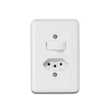 Imagem de Conjunto Interruptor Simples + Tomada 10a - Linha Stylus - Ilumi - ILU