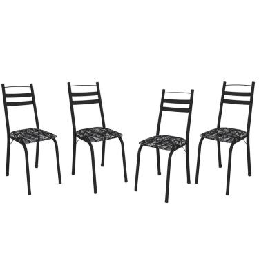 Imagem de Kit Com 4 Cadeiras De Aço Carbono Ferrara Preto-Flor - ÉdeCasaMóveis