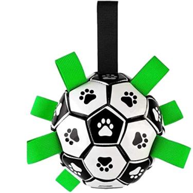 Imagem de Brinquedos interativos de futebol para cães, bolas para cães pequenos e médios, bolas de futebol interativas para cães, brinquedos duráveis para cachorros, bola ocupada para cães grandes e pequenos