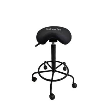 Imagem de Cadeira mocho sela alta tatoo e cílios 65cm 75cm suede - veludo preto