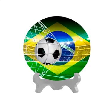 Imagem de Capa para Mini Painel Redondo, Tecido Helanca, Azul e Rosa, 0,5m x 0,5m, Estampado, Sistema Veste Fácil, 100% Poliéster, para Decoração de Festas (Futebol Brasil)