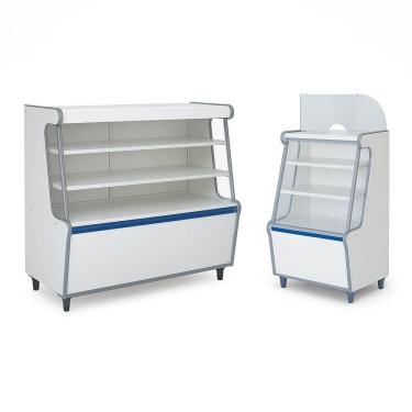 Imagem de Balcão Vitrine Seco Art 100 Caixa 70 Branco Kit2pç Fx Azul