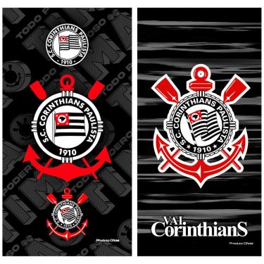 Imagem de Kit 2 Toalhas Corinthians Veludo Estampadas Banho Praia e Piscina Oficial Clubes do Brasil Licenciado Buettner