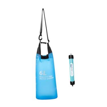 Imagem de menolana de filtro de água Bolsa de água portátil Bolsa de compressão Material TPU de filtragem grande Bexiga de hidratação para camping ao ar, 6 L