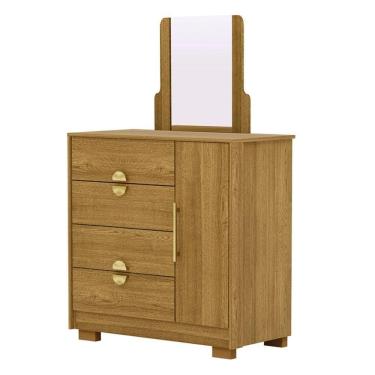 Imagem de Comoda Com Espelho 4 Gavetas 1 Porta 93 Cm Bel Vlr Nature