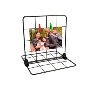 Imagem de Memory Board de Mesa Painel Fotos Quadro Porta Retrato de Mesa Decoração de Casa com Mini Prendedor Polaroid (Preto, 20 x 20 cm)