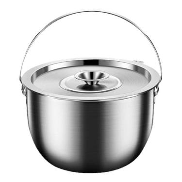 Imagem de Ioensy Pote de acampamento pendurado, filtro de cozinha, multiuso com tampa, alça levantadora, recipiente de óleo para festas, acampamento comercial, 2.5l